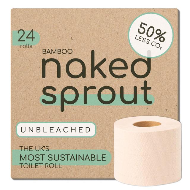 Naked Sprout Extra Long Unbleached Bamboo Toilet Roll, 24 Per Pack