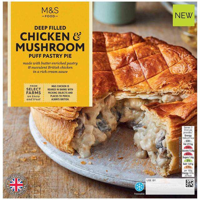 M & S Deep Filled Chicken & Mushroom Puff Pastry Pie, 550g