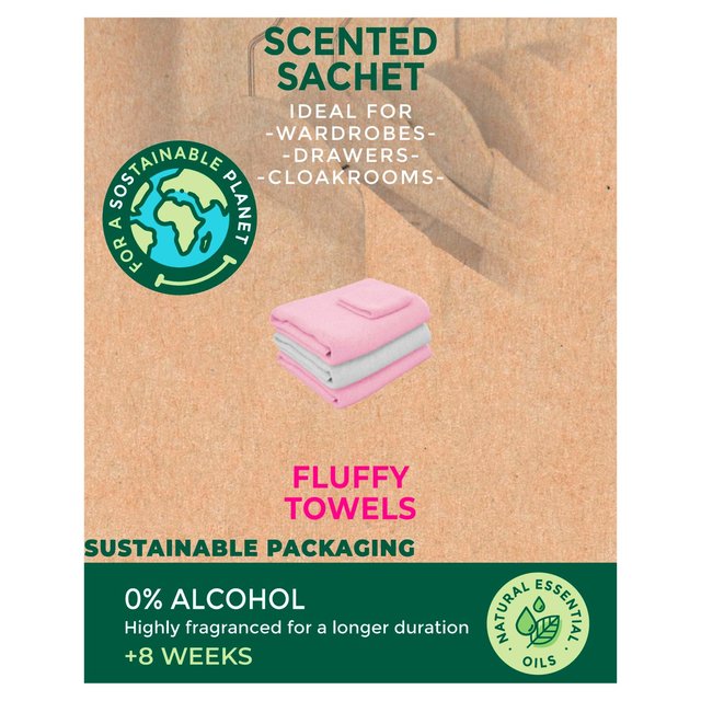 Cristalinas Pink and Blue Scented Sachet Wardrobe/Drawer Freshener Fluffy Towels Ecopack, 7g