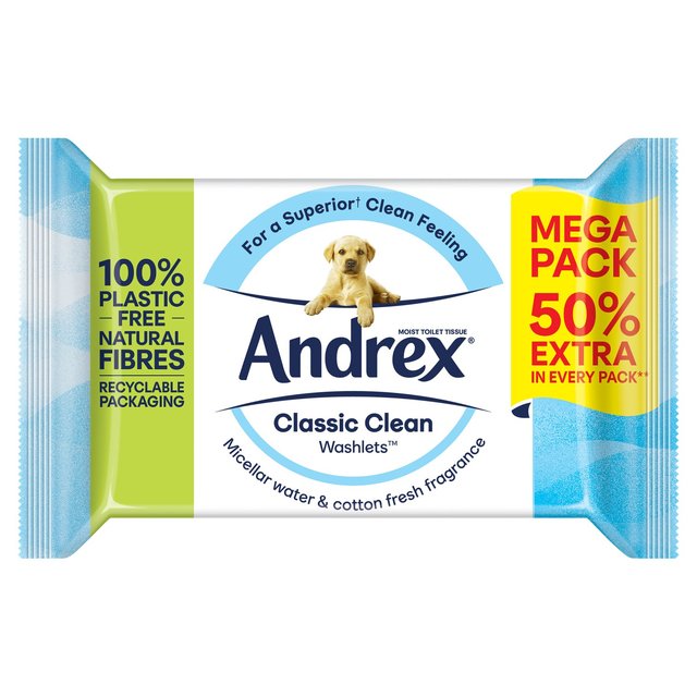 Andrex Classic Clean Washlets Mega Pack, 56 Per Pack