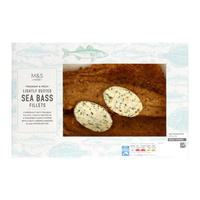 M & S Lightly Dusted Sea Bass Fillets, 290g