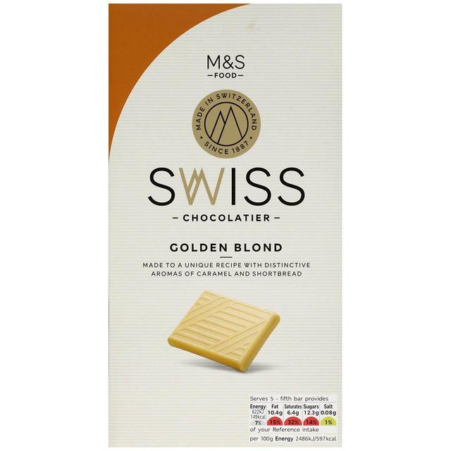 M & S Swiss Golden Blond Chocolate Bar, 125g