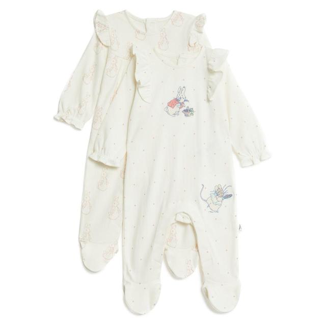 M & S Sleepsuits, 2 Pack, 0-3 Months, Ivory