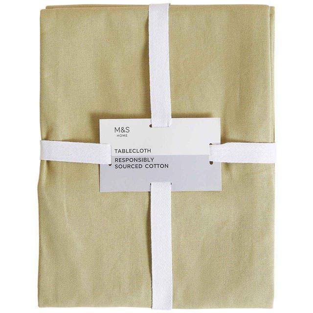 M & S Cotton Tablecloth, 1SIZE, Green