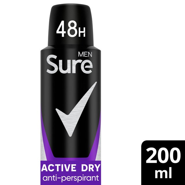 Sure Men Antiperspirant Deodorant Active Dry Aerosol, 200ml