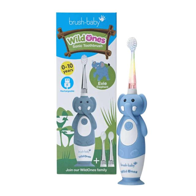 Brush-Baby WildOnes Rechargeable Toothbrush Evie Elephant, 0 to 10 Years