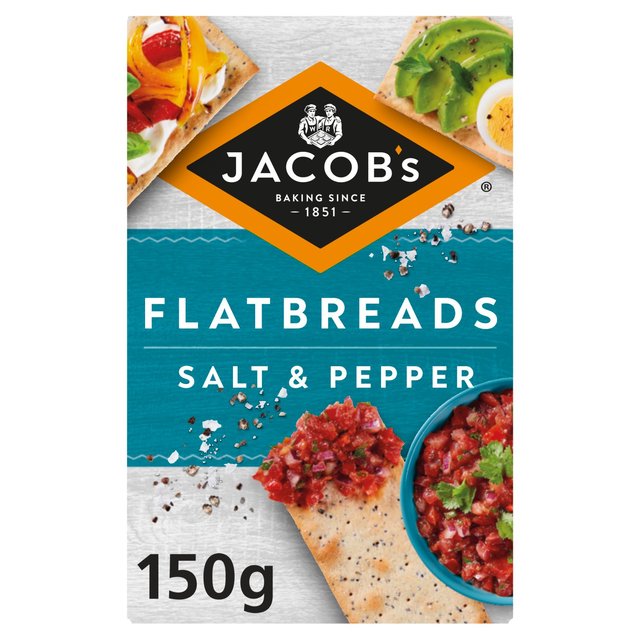 Jacob’s Flatbreads Salt & Black Pepper Crackers, 150 per Pack