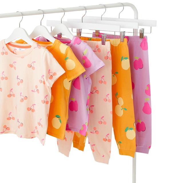 M & S Fruit Pyjamas, 3 Pack, 6-7 Years, Pink