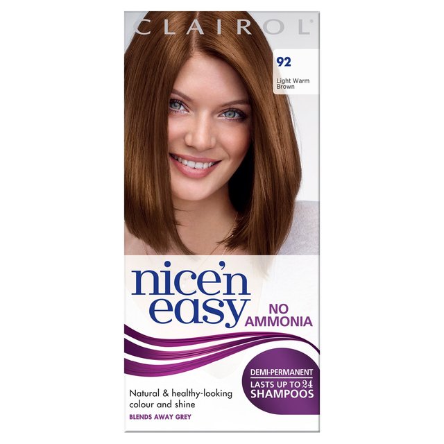 Clairol Nice’n Easy No Ammonia Hair Dye, 92 Light Warm Brown