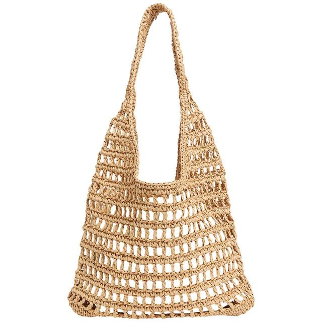 M&S Collection Straw Drawstring Tote Bag One Size Natural | Ocado