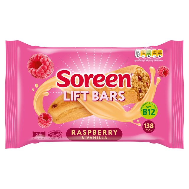 Soreen Lift Bars Raspberry and Vanila, 4 Per Pack
