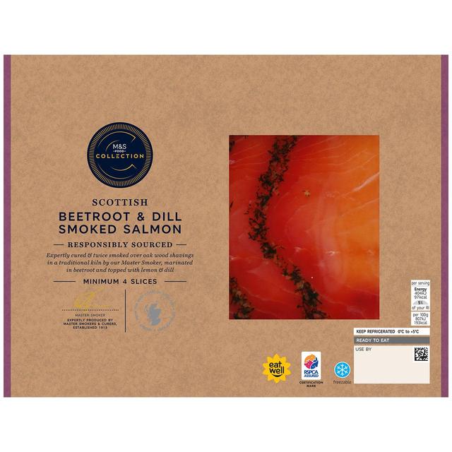 M & S Collection Beetroot & Dill Smoked Salmon, 100g