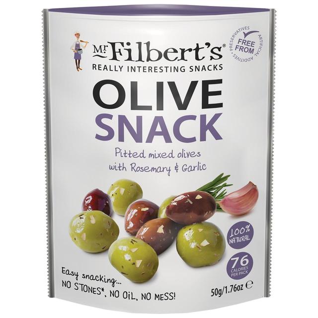 Mr Filbert’s Olive Snacks Mixed Olives With Rosemary & Garlic, 50g