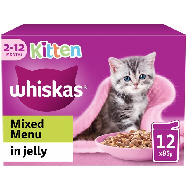 Mars Petcare Whiskas Kitten 2-12Months, Mixed Fish & Meat in Jelly, 12 x 85g