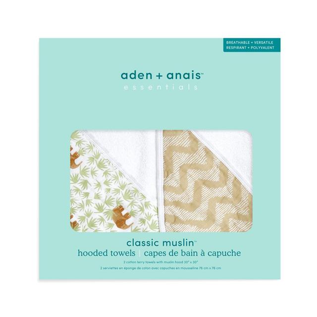 Aden + Anais Essentials 2 Pack Hooded Towel Tanzania, 2 Per Pack