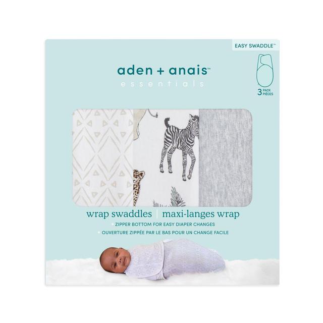 Aden + Anais Essentials Easy Swaddle Wrap 1.0 Tog 3 Pack Toile, 4-6 Months