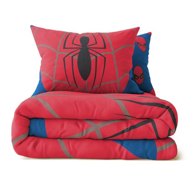 M & S Red and Blue Cotton Spider-Man Web Bedset, Single