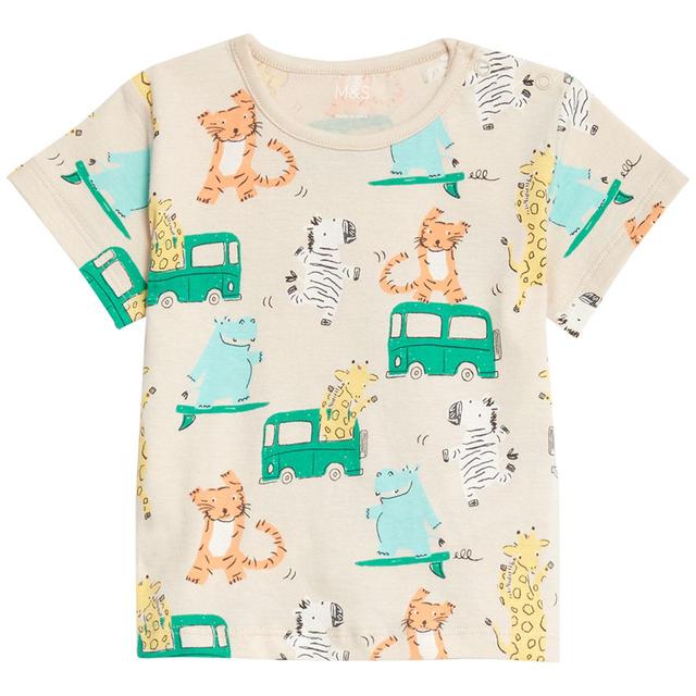 M&S All Over Animal Print T-Shirt, 0 Months-3 Years, Calico | Ocado