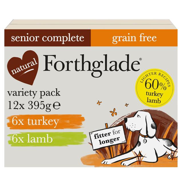 Forthglade Complete Senior Grain Free Dog Food Variety Pack Turkey & Lamb, 12 x 395g
