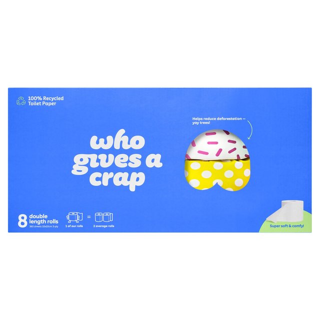 Who Gives A Crap 100% Recycled Toilet Paper, 8 Per Pack