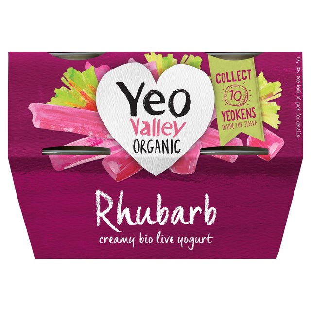 Yeo Valley Organic Rhubarb Yogurt, 4 x 110g