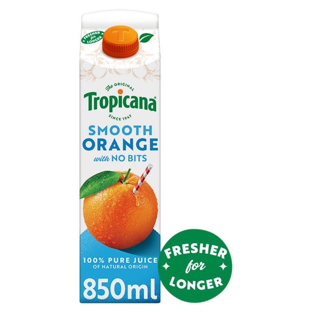 Tropicana Long Life Pure Smooth Orange Fruit Juice, 850ml