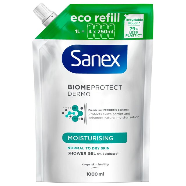 Sanex BiomeProtect Moisturising Shower Gel Refill, 1L