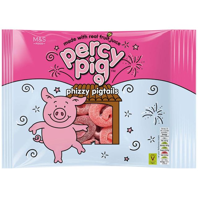 M & S Percy Pig Large Phizzy Pigtails, 400g