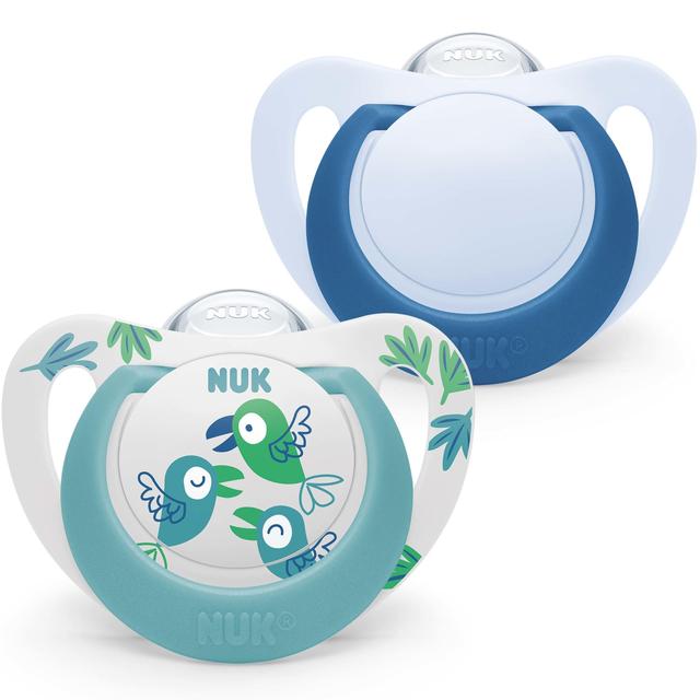 NUK Blue and Green Star Pack of 2 Soothers, 6-18m