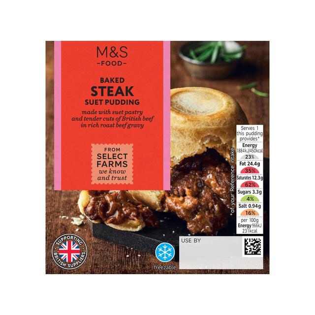 M & S Baked Steak Suet Pudding, 195g