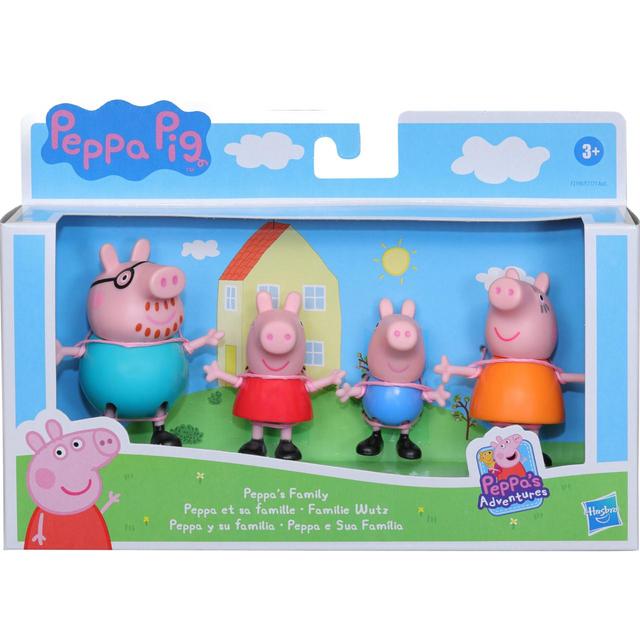A B Gee Pink, Blue and Red Pack of 4 Peppa Pig Peppas Family Figures, 4 Pack