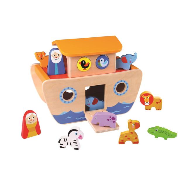 A B Gee Orange, Blue and Yellow Wooden Noah’s Ark, One Size