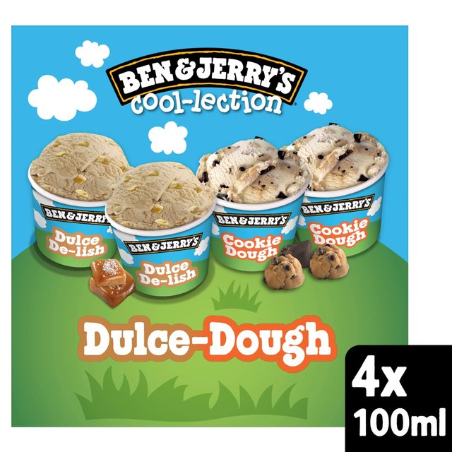 Ben & Jerry’s Mini Pots Cookie Dough & Dulce De Leche Ice Cream Tubs, 400ml