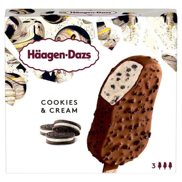HÃ¤agen-Dazs Cookies & Cream Ice Cream Bars Exclusively at Ocado, 3 x 80ml