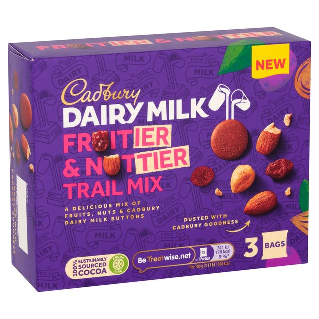 Cadbury Dairy Milk Fruitier & Nuttier Trail Mix Chocolate Bags, 105g