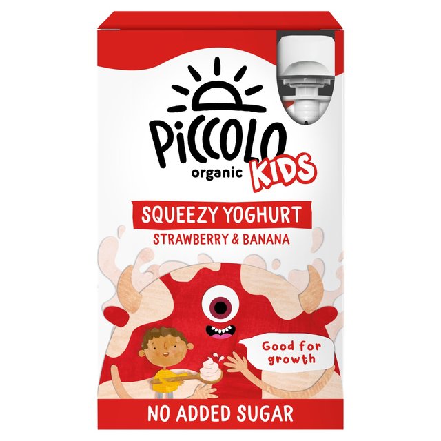 Piccolo Organic Kids Squeezy Yoghurt Strawberry & Banana, 4 Per Pack