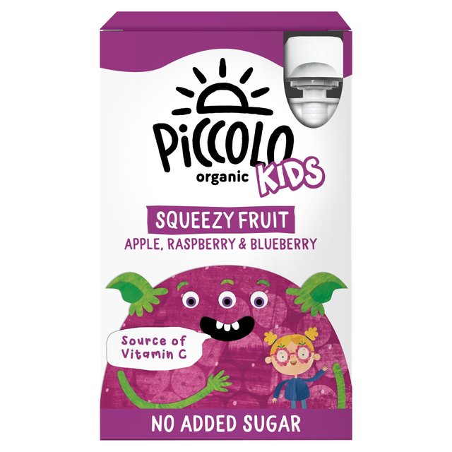Piccolo Organic Kids Squeezy Fruit Apple, Raspberry & Blueberry, 4 x 90g