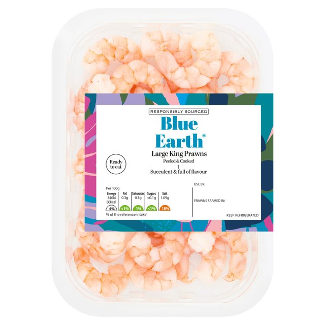 Blueearth Blue Earth Foods Cooked & Peeled King Prawns, 150g