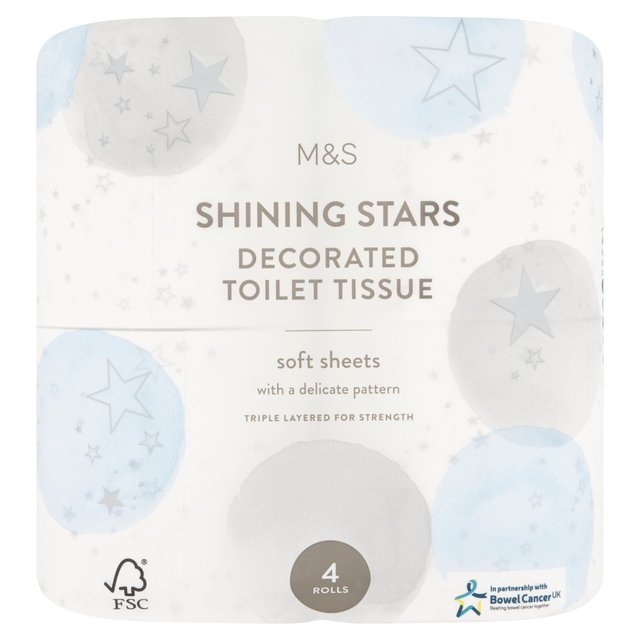 M & S Silver Stars Toilet Paper, 4 Per Pack