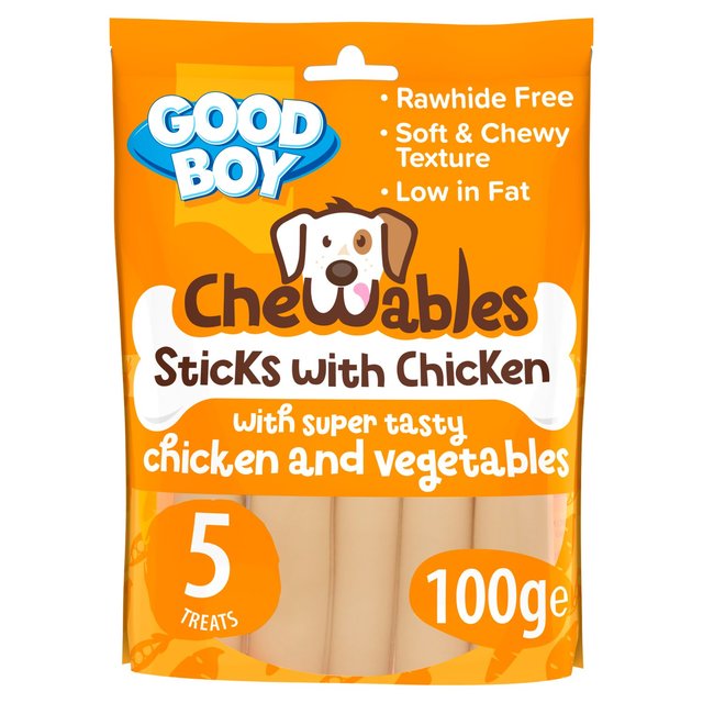 Good Boy Chewables Dog Treats Rawhide Free Chicken Sticks, 5 Per Pack