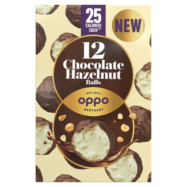 Oppo Brothers Chocolate Hazelnut Snacking Balls, 12 x 15ml