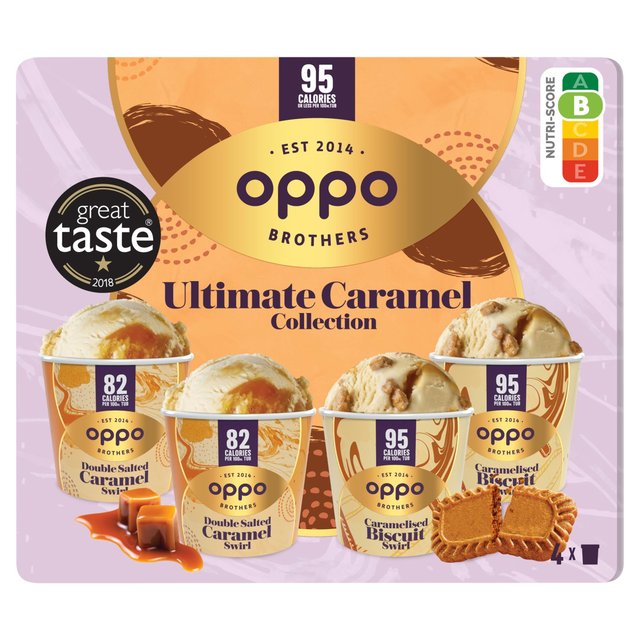 Oppo Brothers Ultimate Caramel Collection Mini Ice Cream Tubs, 4 x 100ml