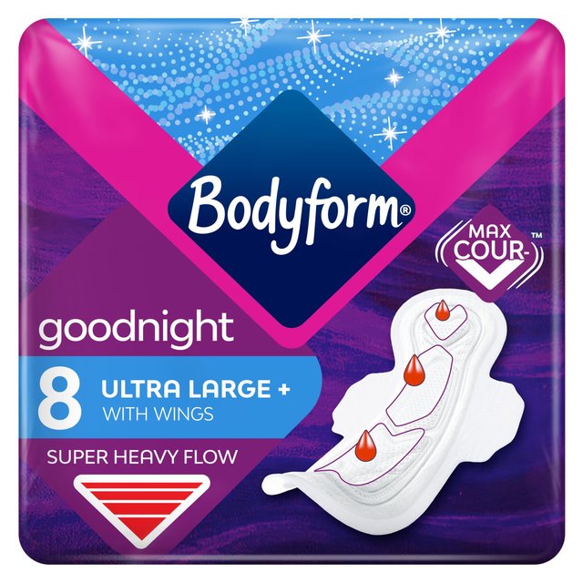 Bodyform Ultra Night Sanitary Towels Wings, 8 Per Pack