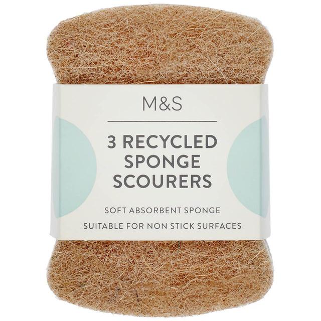 M & S 3 Recycled Sponge Scourers, 3 Per Pack