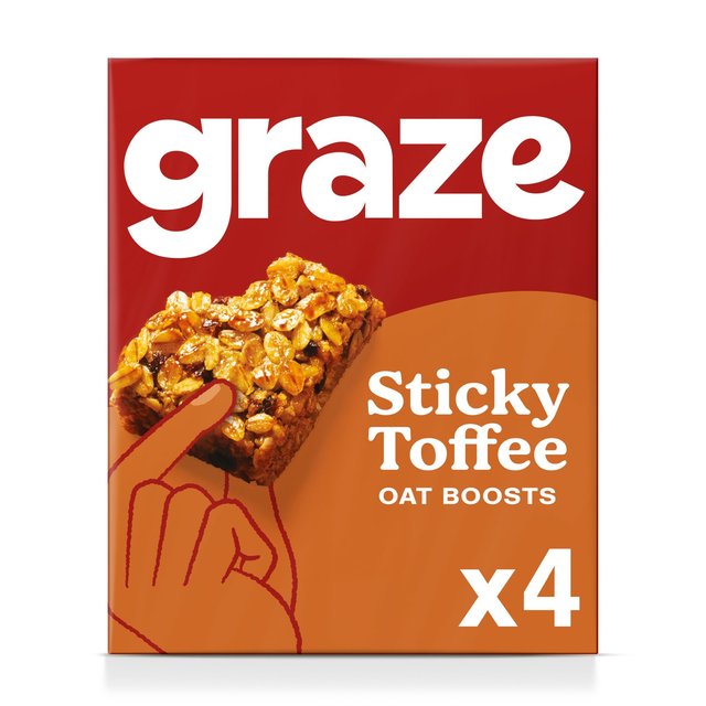 Graze Vegan Sticky Toffee Oat Boosts Snack Bars, 4 Per Pack