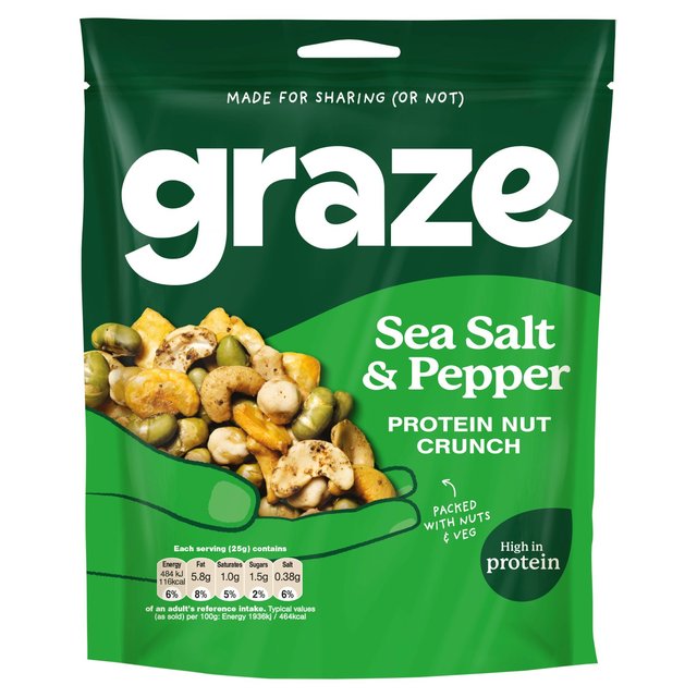 Graze Protein Salt & Pepper Vegan Mixed Nuts Snacks, 100g