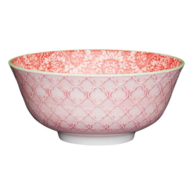KitchenCraft Red and Pink Victorian Style Print Ceramic Bowls