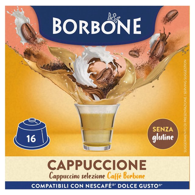 Caffe Borbone Cappuccino Dolce Gusto Compatible Capsules, 16 Per Pack