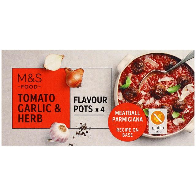 M & S 4 Tomato Garlic & Herb Flavour Pots, 96g