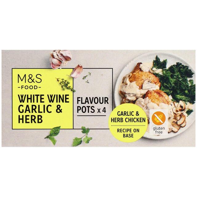 M & S 4 White Wine Garlic & Herb Flavour Pots, 96g